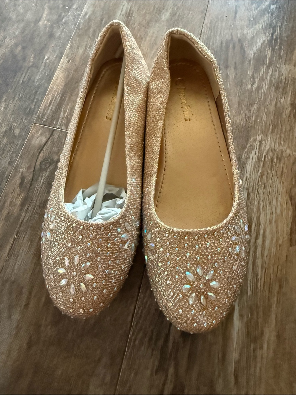 Dream Pairs Glitter Embellished Ballet Flats - Champagne Gold